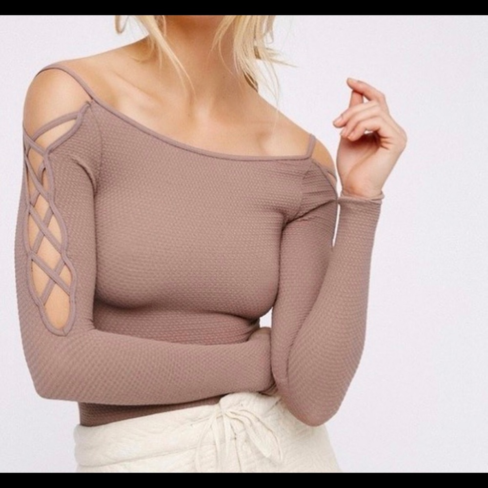 Free People mauve long strappy sleeve